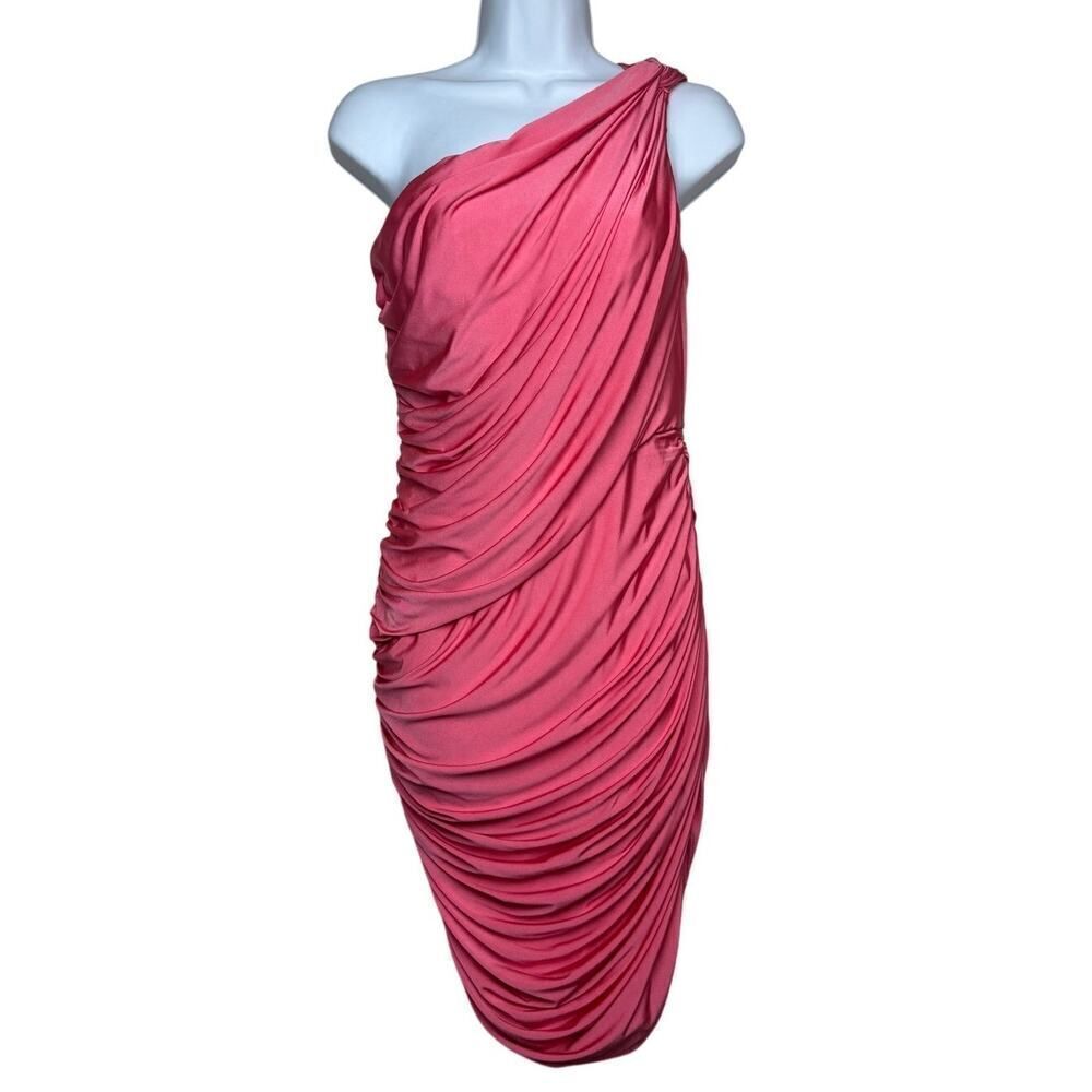 NWT Tadashi Shoji Pink Ruched One Shoulder Mini Dress Sz. PM